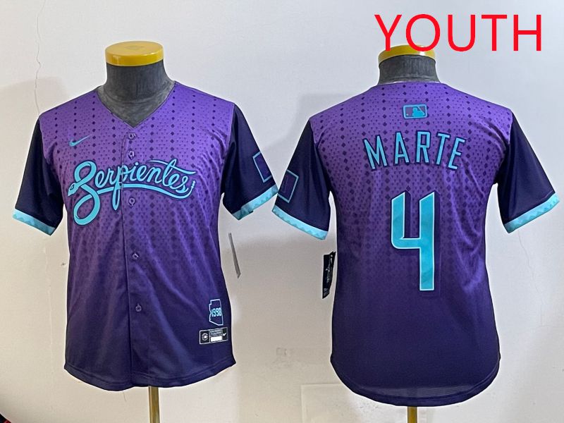Youth Arizona Diamondback #4 Marte Purple Joint Name 2025 Nike MLB Jersey style 31->nfl t-shirts->Sports Accessory